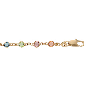 Bracelet en plaqué or tutti frutti maillons ornés oxydes pastel 16+3cm