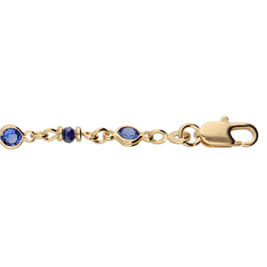 Bracelet en plaqué or tutti frutti maillons ornés oxydes bleu nuit 16+3cm