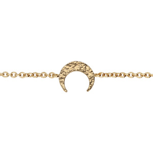 Bracelet en plaqué or chaîne croissant de lune martelé 16+2cm