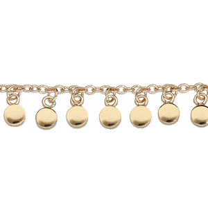 Bracelet en plaqué or chaîne et pampilles lisses 16+3cm