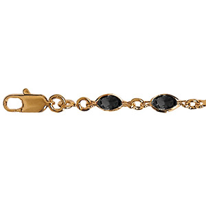 Bracelet en plaqué or maillons ornés d’oxydes noirs en forme de navette – longueur 18cm