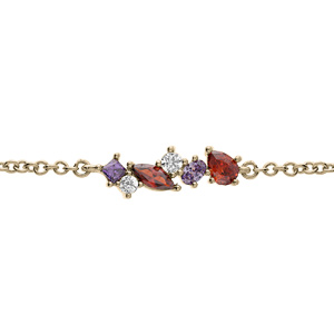 Bracelet en plaqué or chaîne avec oxydes multi couleurs 16+2cm
