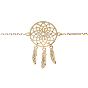 Bracelet en plaqué or chaîne avec attrape rêve 15mm 16,5+3cm