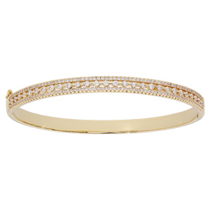 Bracelet jonc en plaqué or avec oxydes blancs sertis