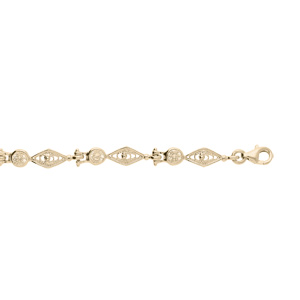 Bracelet en plaqué or oxydes blancs sertis et motifs filigranes 16+3cm