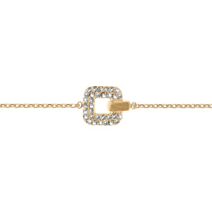 Bracelet plaqué or carré oxydes blancs sertis  réglable 16 à 18cm