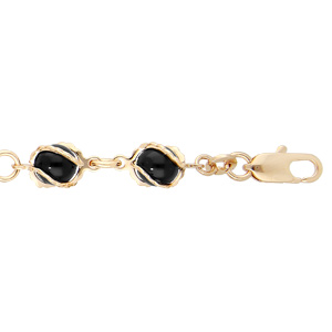 Bracelet en plaqué oravec perles noires 16+3cm