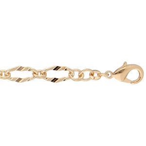 Bracelet en plaqué or mailles fines ovales 18+3cm