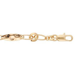 Bracelet en plaqué or mailles ovales et rondes avec plaquettes ovales 16+4cm