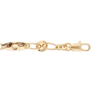 Bracelet en plaqué or mailles ovales et rondes avec plaquettes ovales 16+4cm