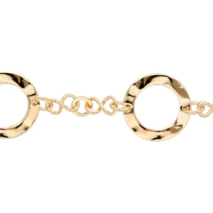 Bracelet en plaqué or maille ronde martelée avec chaîne 16+4cm