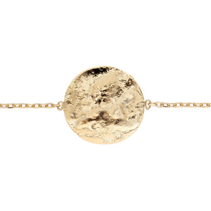 Bracelet en plaqué or chaîne avec pastille froissée 16+3cm