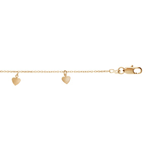 Bracelet en plaqué or avec pampilles coeurs lisses 16+3cm