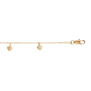 Bracelet en plaqué or avec pampilles coeurs lisses 16+3cm