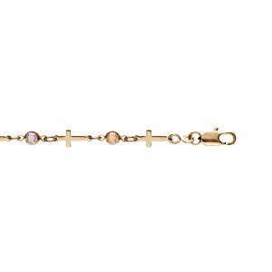 Bracelet en plaqué or maillons forme de croix et oxydes multi couleurs 16+3cm