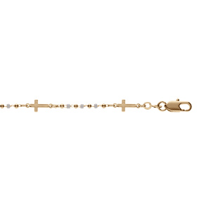 Bracelet en plaqué or croix et boules 16+3cm