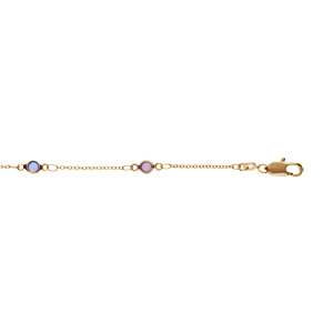 Bracelet en plaqué or chaîne avec oxydes multi couleurs 16+3cm