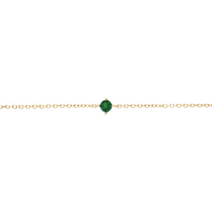 Bracelet en plaqué or solitaire oxyde vert 4mm 16+2cm