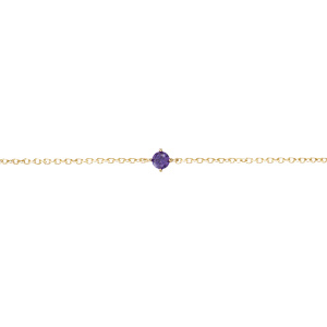 Bracelet en plaqué or solitaire oxyde violet 4mm 16+2cm