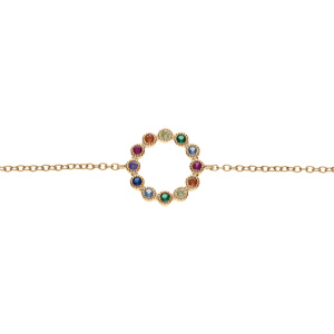 Bracelet en plaqué or cercle oxydes multi couleurs 16+2cm