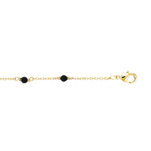 Bracelet en plaqué or pierre onyx véritable 16+2cm