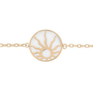 Bracelet en plaqué or chaîne avec soleil blanc réglable 16 et 18cm