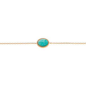 Bracelet en plaqué or chaîne avec pierre Amazonite véritable contour perlé 16+2cm