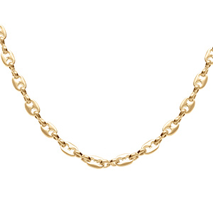 Collier en plaqué or maille grains de café - largeur 3mm et longueur 42cm