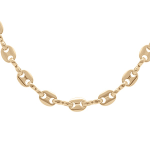 Collier en plaqué or maille grains de café largeur 5mm et longueur 55cm