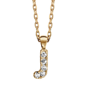 Collier en plaqué or chaîne avec pendentif initiale J ornée d’oxydes blancs – longueur 45cm
