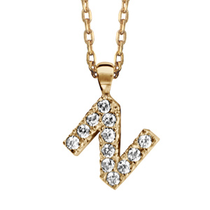 Collier en plaqué or chaîne avec pendentif initiale N ornée d’oxydes blancs – longueur 45cm