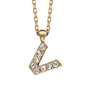Collier en plaqué or chaîne avec pendentif initiale V ornée d'oxydes blancs - longueur 45cm