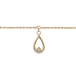 Bracelet en plaqué or chaîne avec goutte suspendue et  oxydes blancs sertis 16cm + 2cm