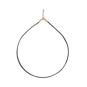 Cordon en coton noir lisse et fermoir en plaqué or – longueur 40cm + 5cm de rallonge
