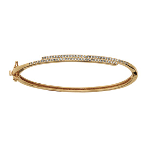 Bracelet jonc en plaqué or articulé rail d’oxydes blancs sertis 63mm X 55mm