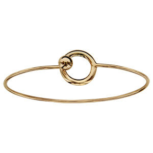 Bracelet jonc en plaqué or fil lisse et fermoir boule