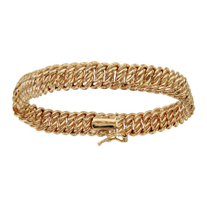 Bracelet en plaqué or gourmette américaine massive 8mm 18cm