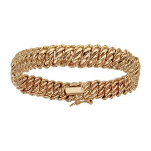 Bracelet en plaqué or gourmette américaine massive 10mm 19,5cm
