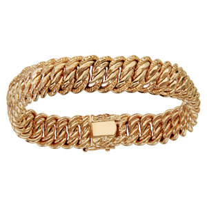 Bracelet en plaqué or gourmette américaine massive 12mm 20,5cm
