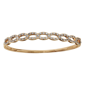 Bracelet jonc en plaqué or articulé ovales oxydes blancs sertis