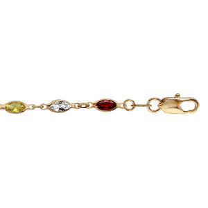 Bracelet en plaqué or tutti frutti maillons ornés oxydes dégradés multicolores 16+3cm