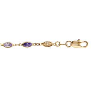 Bracelet en plaqué or tutti frutti maillons ornés oxydes dégradés de violet et orange 16+3cm