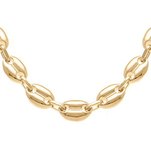 Collier en plaqué or maille grains de café - largeur 6mm et longueur 50cm