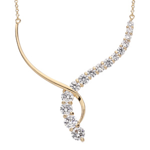 Collier en plaqué or 2 vagues lisses et en oxydes blancs sertis 40+5cm
