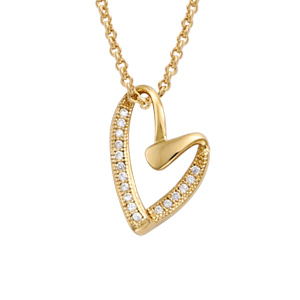 Collier plaqué or pendentif forme coeur oxydes blancs sertis - longueur 40+4cm