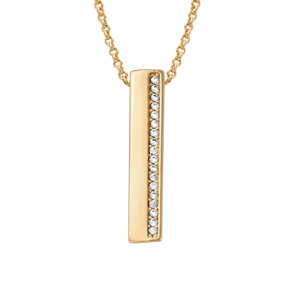 Collier plaqué or pendentif rectangulaire oxydes blancs sert – longueur 40+4cm