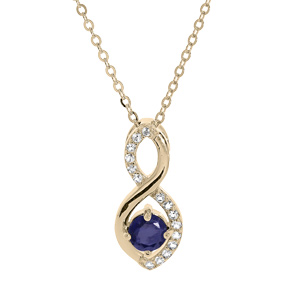 Collier en plaqué or chaîne avec pendentif infini oxydes bleu et blancs sertis 40+5cm