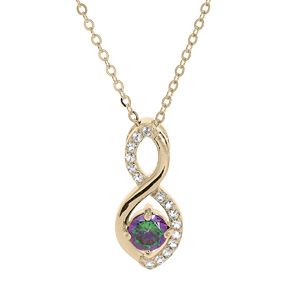 Collier en plaqué or chaîne avec pendentif infini oxydes mystique et blancs sertis 40+5cm