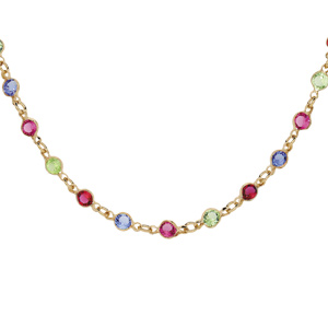 Collier en plaqué or tutti frutti multi couleurs 40+5cm