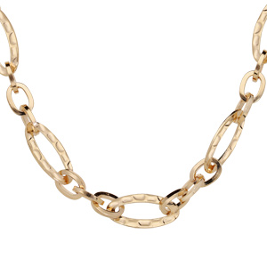 Collier en plaqué or grosses mailles ovales martelées 39+6cm